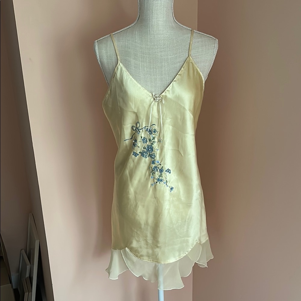 Yellow Shabbychic Coquette Embroidered Slip Dress